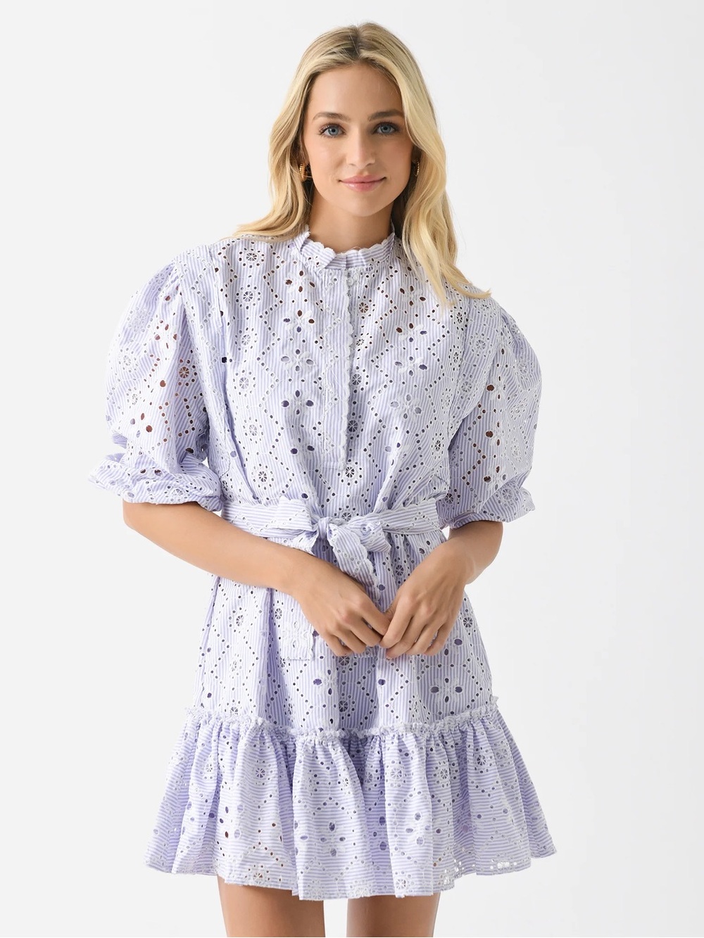 Deluc Cassatt Light Eyelet Tie-Waist Dress